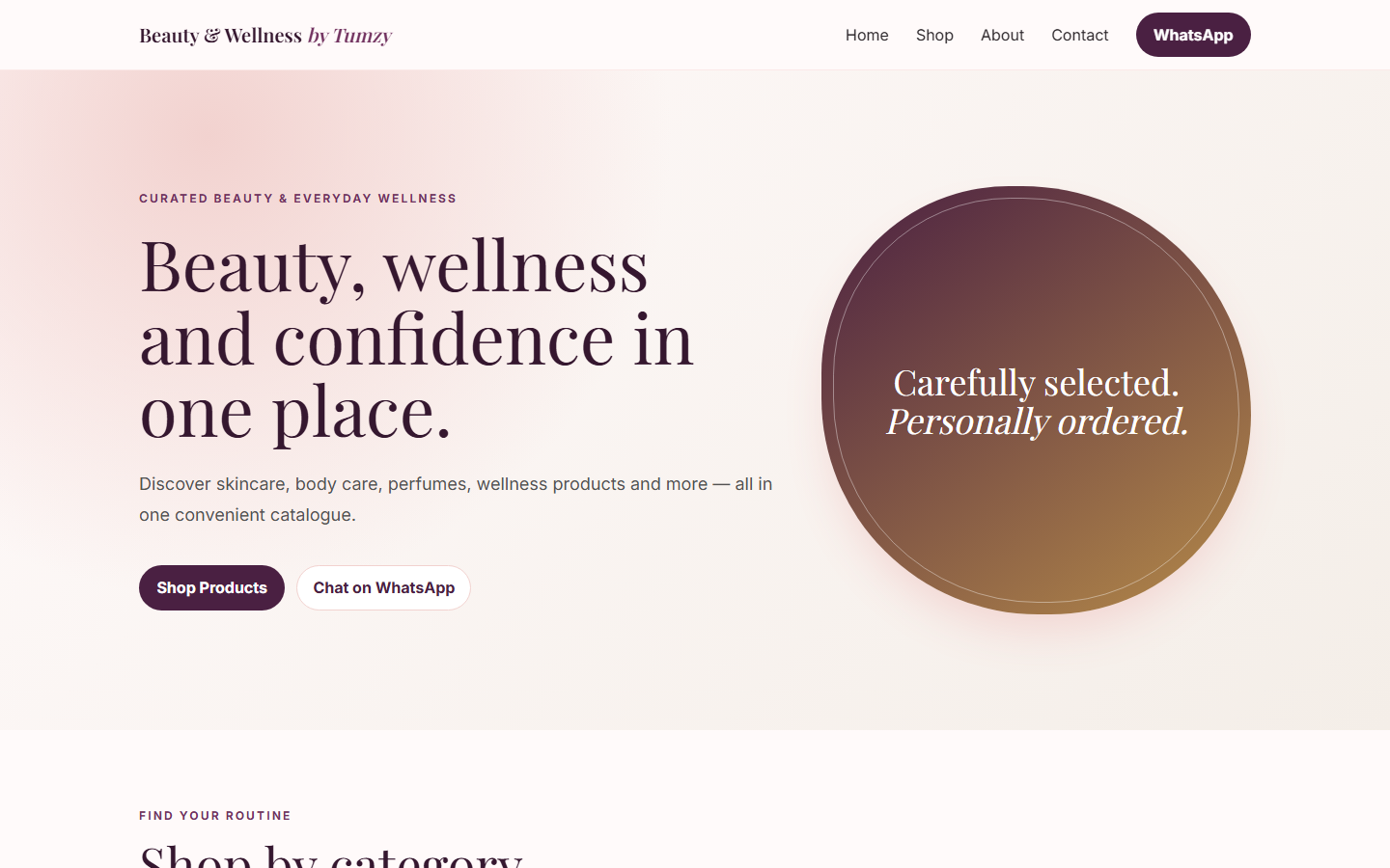 Beauty and Wellness by Tumzy ecommerce website