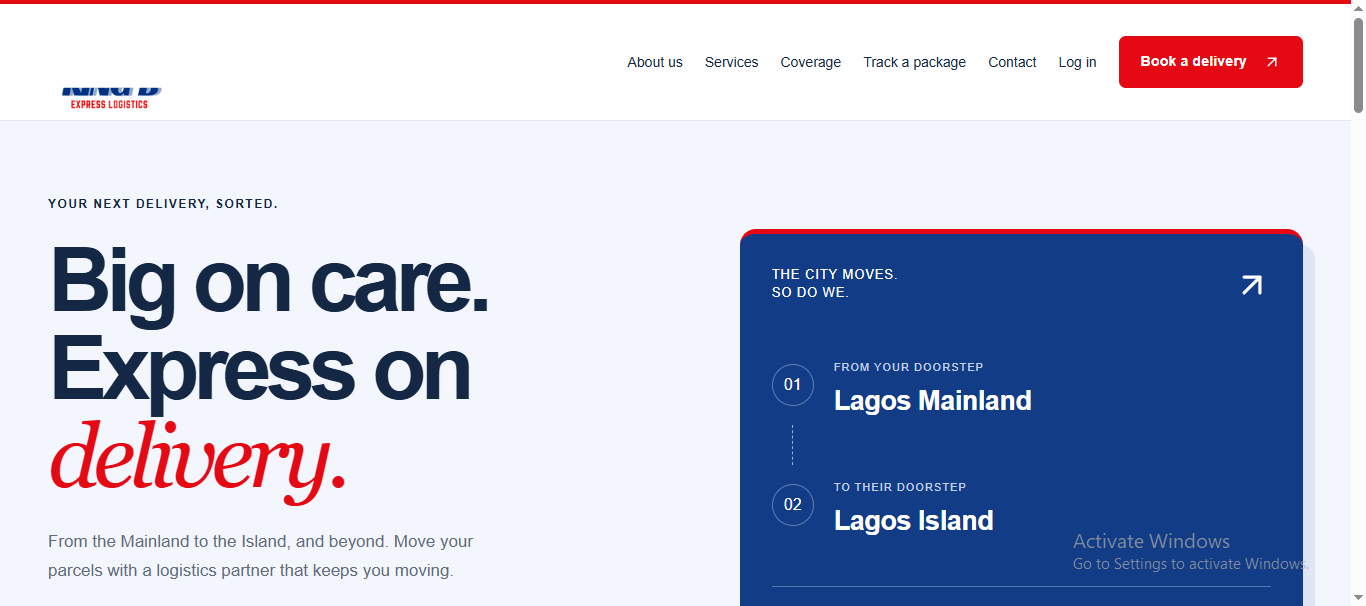 A logistics website created by Zenix SwiftMint Technologies Limited